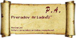 Preradov Ariadné névjegykártya